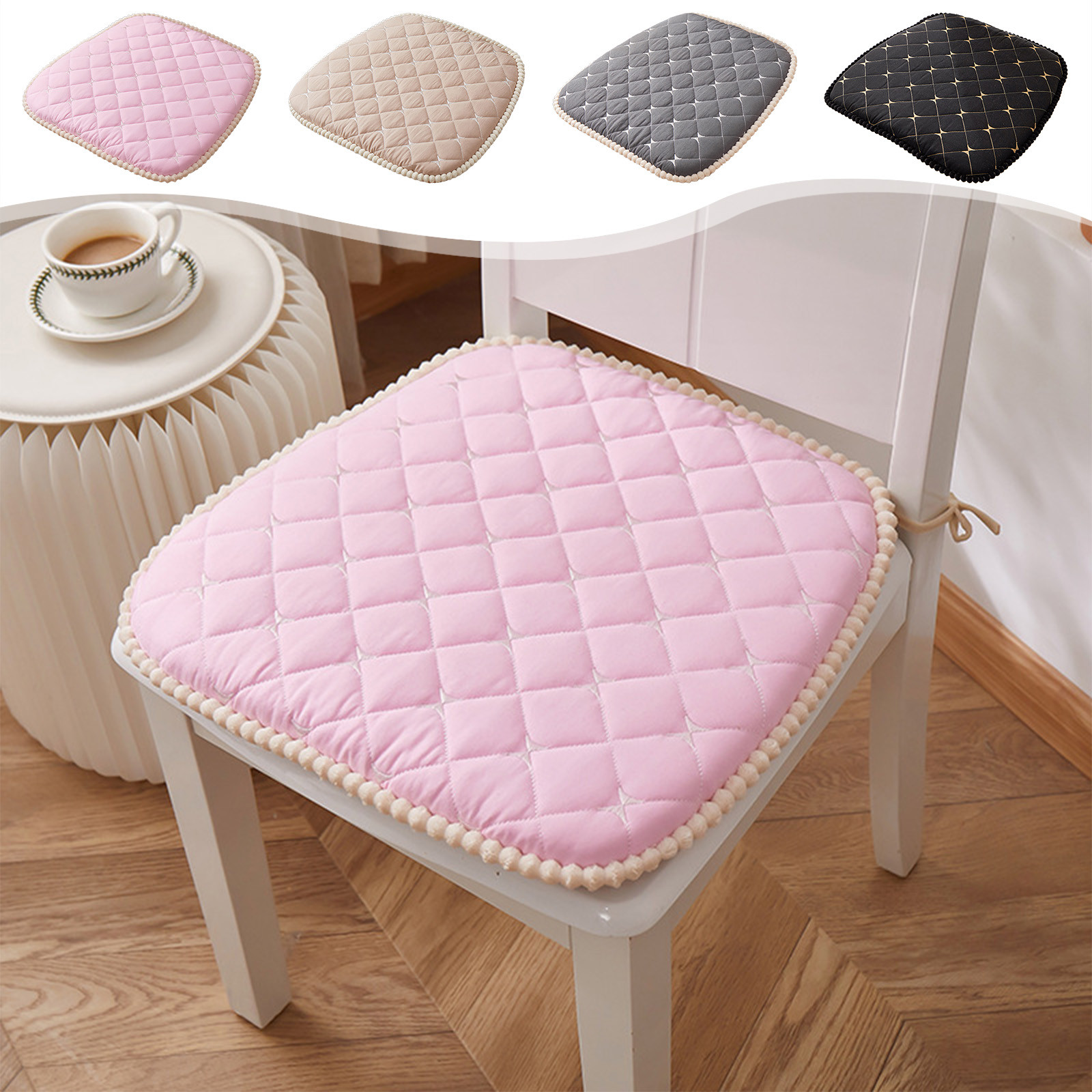 Ergonomic Memory Foam Chair Cushion - Soft Polyester Seat Pad for Office, Dining, and Car - Pain Relief Support in Pink, Beige, Gray, Black - 45x43cm Single Cushion for Comfort and Style